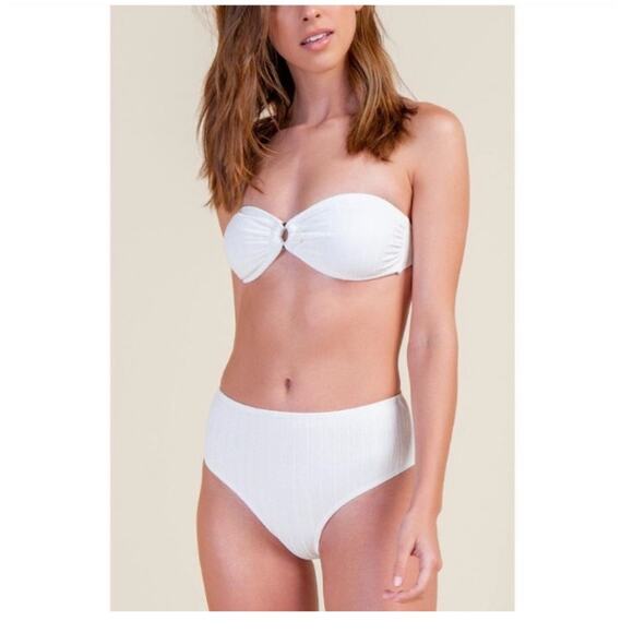 NWT Vero Moda White Strapless Bikini High Waist Bottom Sz Small  Medium - Picture 1 of 10